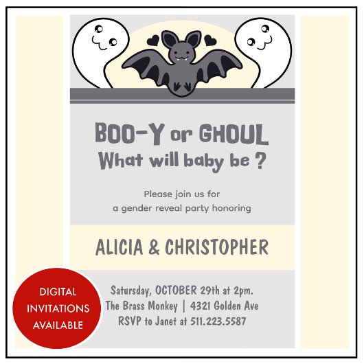 Leuke Ghost Bat Halloween Geslacht onthullen Kaart