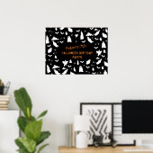 Leuke Ghost, Bats & Spiders Halloween Verjaardag Poster (Thuiskantoor)