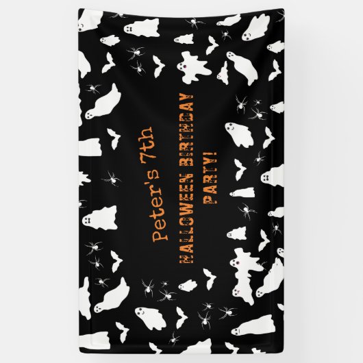 Leuke Ghost, Bats & Spiders Halloween Verjaardag Spandoek (Verticaal)