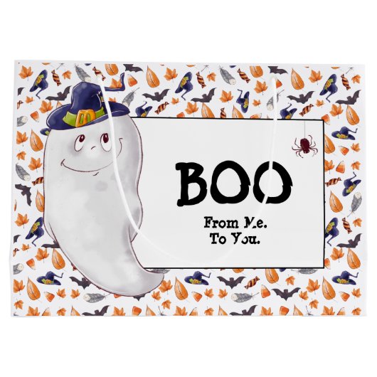 Leuke Ghost Boo Halloween Groot Cadeauzakje (Achterkant)