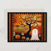 Leuke Ghost Boo Spider Kinder Halloween Briefkaart (Voorkant / Achterkant)