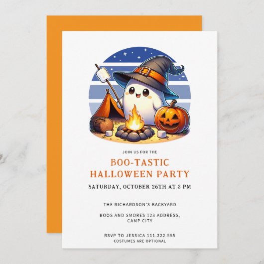 Leuke Ghost Boo-Tastic Halloween Party Kaart (Voorkant / Achterkant)