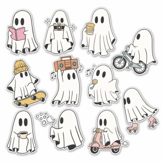 Leuke Ghost Doe Sommige Activiteiten Pack Sticker (Voorkant)