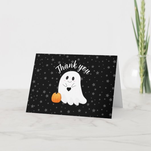 Leuke Ghost Halloween Baby shower Bedankkaart (Voorkant)