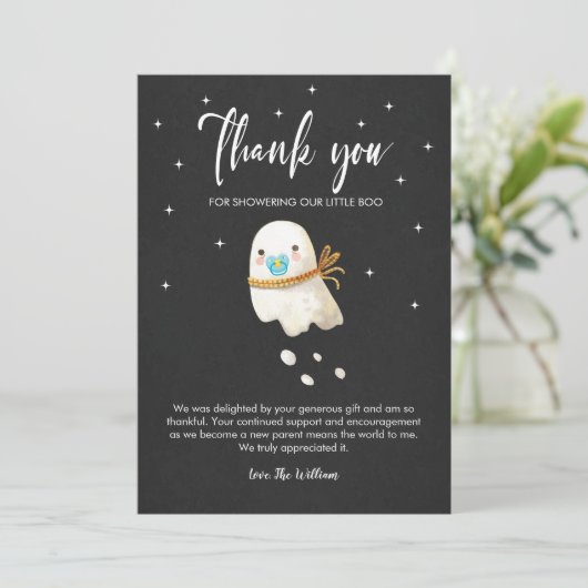 Leuke Ghost Halloween Baby shower Dank u Kaart (Staand voorkant)