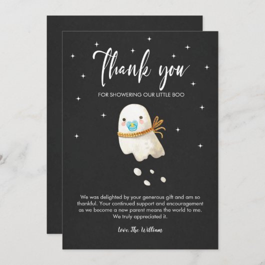 Leuke Ghost Halloween Baby shower Dank u Kaart (Voorkant / Achterkant)