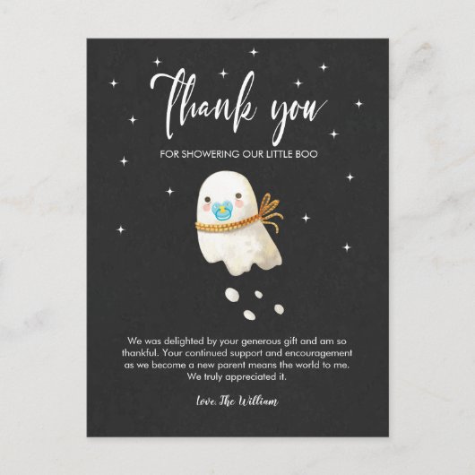 Leuke Ghost Halloween Baby shower Dank u Kaart (Voorkant)