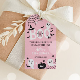 Leuke Ghost Halloween Baby shower Favor Tag Pink Cadeaulabel