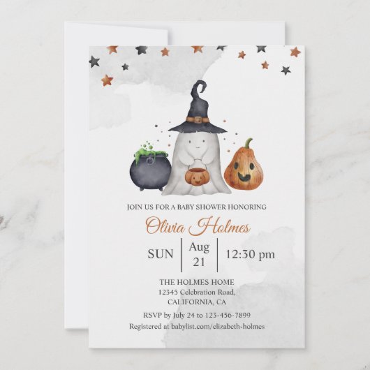 Leuke Ghost Halloween Baby shower Kaart (Voorkant)