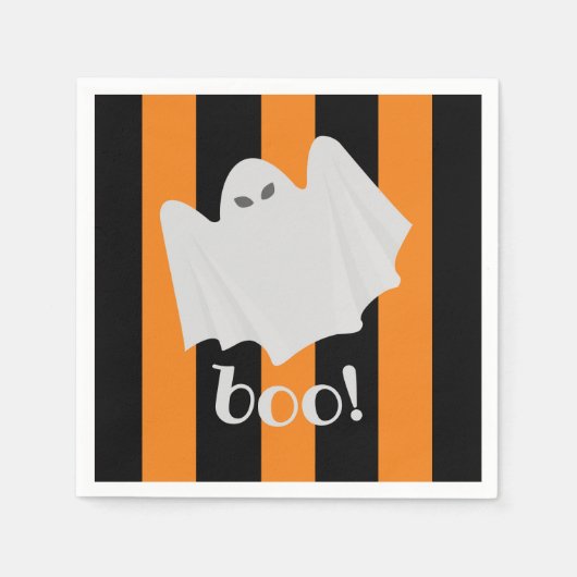 Leuke Ghost Halloween Servetten Sinaasappel Zwart  (Voorkant)