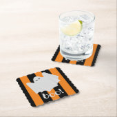 Leuke Ghost Halloween Sinaasappel en Black Stripes Kartonnen Onderzetters (Insitu)
