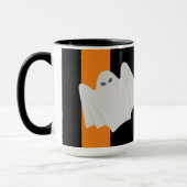 Leuke Ghost Halloween Sinaasappel en Black Stripes Mok (Links)
