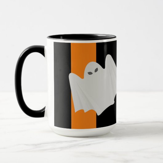 Leuke Ghost Halloween Sinaasappel en Black Stripes Mok (Links)