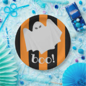 Leuke Ghost Halloween Sinaasappel en Black Stripes Papieren Bordje (Feest)