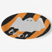 Leuke Ghost Halloween Sinaasappel en Black Stripes Papieren Bordje (Gekanteld)