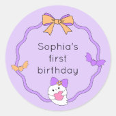 Leuke Ghost Halloween Verjaardag Ronde Sticker (Voorkant)