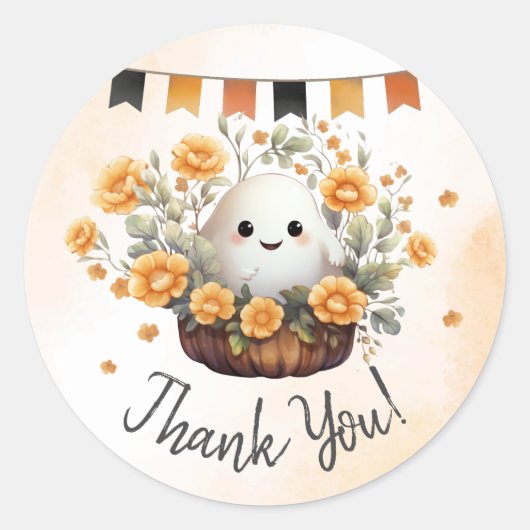 Leuke Ghost Halloween Verjaardag Ronde Sticker (Voorkant)