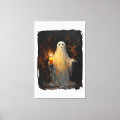 Leuke Ghost Holding Kaars Grappig Halloween Gothic Canvas Afdruk (Voorkant)