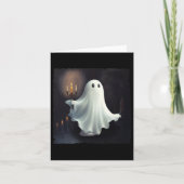 Leuke Ghost Holding Kaars Grappig Halloween Gothic Kaart (Voorkant)