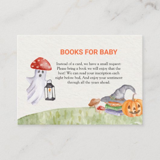 Leuke Ghost Mushroom Halloween boeken voor Baby Informatiekaartje (Voorkant)