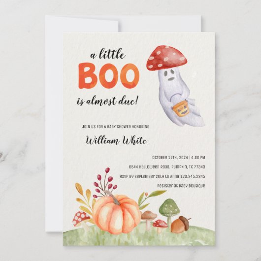 Leuke Ghost Mushroom Halloween Herfst Baby shower Kaart (Voorkant)