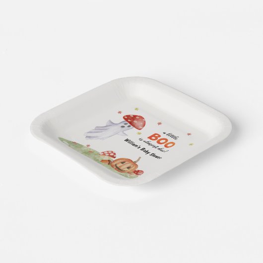 Leuke Ghost Mushroom Halloween Herfst Baby shower Papieren Bordje (Gebogen)