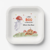 Leuke Ghost Mushroom Halloween Herfst Baby shower Papieren Bordje (Voorkant)