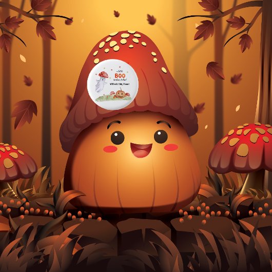 Leuke Ghost Mushroom Halloween Herfst Baby shower Ronde Button 3,2 Cm