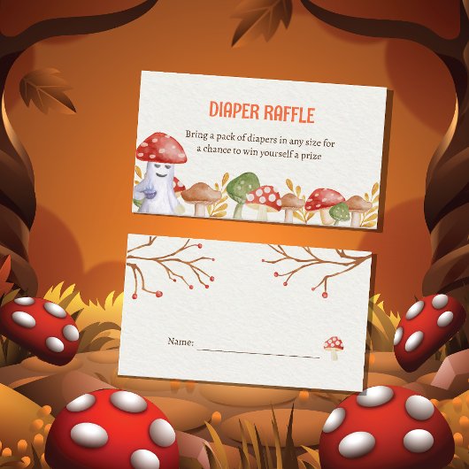 Leuke Ghost Mushroom Halloween Luier Raffle Informatiekaartje