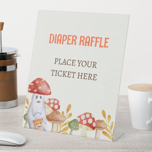 Leuke Ghost Mushroom Halloween Luier Raffle Reclamebord Met Voetstuk (Insitu)