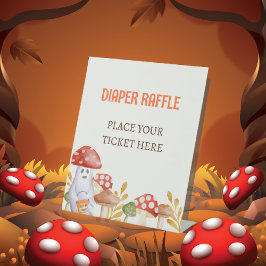 Leuke Ghost Mushroom Halloween Luier Raffle Reclamebord Met Voetstuk