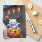 Leuke Ghost N Kitten, Pompoen en Donut Theedoek (Quarter Fold)