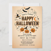 Leuke Ghost & Pompoen Halloween Party Uitnodiging (Voorkant)