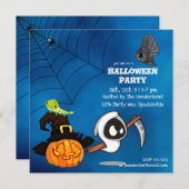 Leuke Ghost Reaper en Jack-o-lantaarn Halloween Kaart (Voorkant / Achterkant)