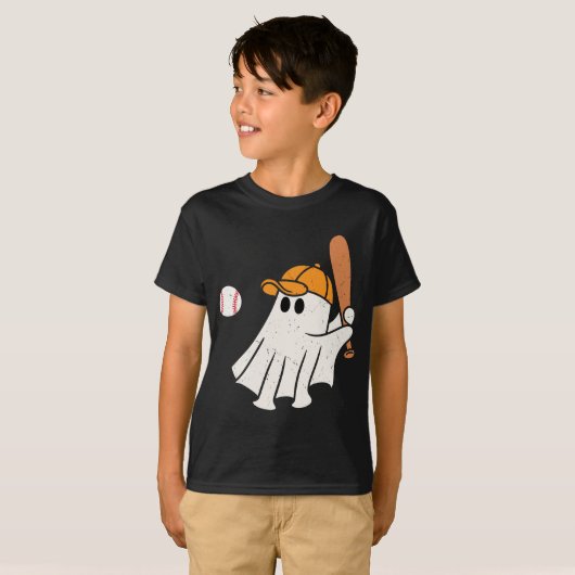 Leuke Ghost Spelen Basetball-Grappige Halloween T-shirt (Voorkant volledig)