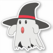 Leuke Ghost Witch Haloween Sticker (Voorkant)