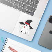 Leuke Ghost Witch Haloween Sticker (Laptop met iPhone)