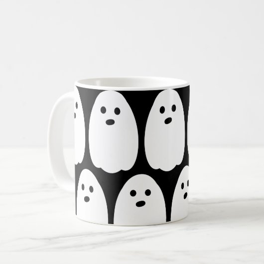 Leuke Ghost Zwart en Wit Koffiemok (Voorkant links)