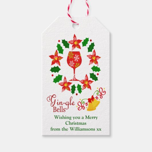 Leuke Gin-gle Bells Kerstmis Cadeaulabel (Voorkant)