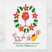 Leuke Gin-gle Bells Rood en Groen Kerstmis Wijn Etiket (Enkel label)