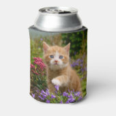 Leuke Ginger Kat Kitten in een Tuin, Grappige Bawd Blikjeskoeler (Blikje Achterkant)