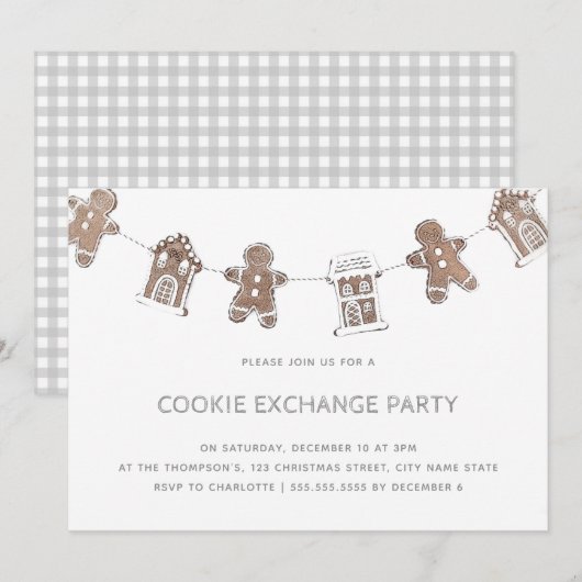 Leuke Gingerbread Cookie Exchange Party Vakantie Kaart (Voorkant / Achterkant)