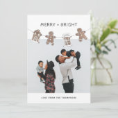 Leuke Gingerbread Gingham familie foto Feestdagenkaart (Staand voorkant)