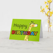 Leuke giraf gelukkige verjaardag kaart (Gele Bloem)