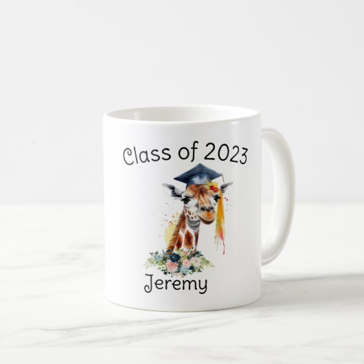Leuke Giraffe Afstuderen cadeau Koffiemok (Voorkant rechts)