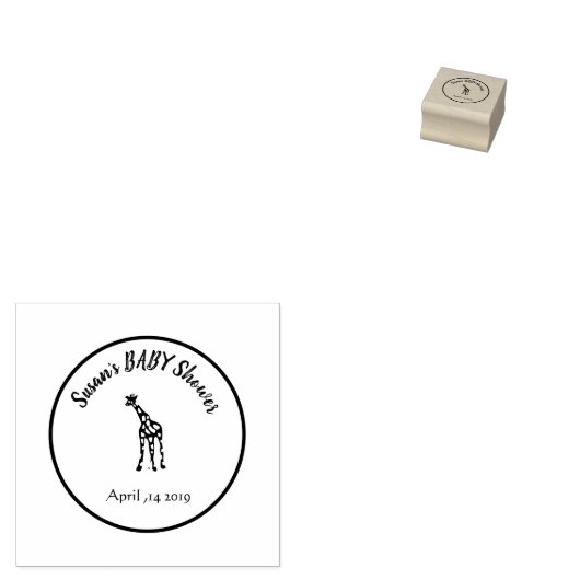 Leuke giraffe - baby shower rubberstempel (Gestempeld)