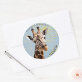 Leuke giraffe boek label met meisjesnaam (Envelop)