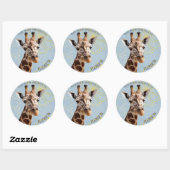 Leuke giraffe boek label met meisjesnaam (Vel)