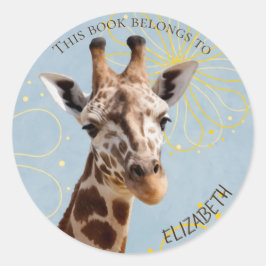 Leuke giraffe boek label met meisjesnaam