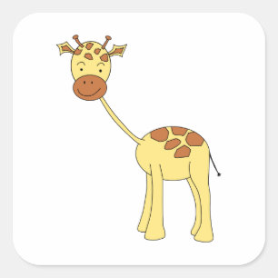 Leuke Giraffe. Cartoon. Vierkante Sticker